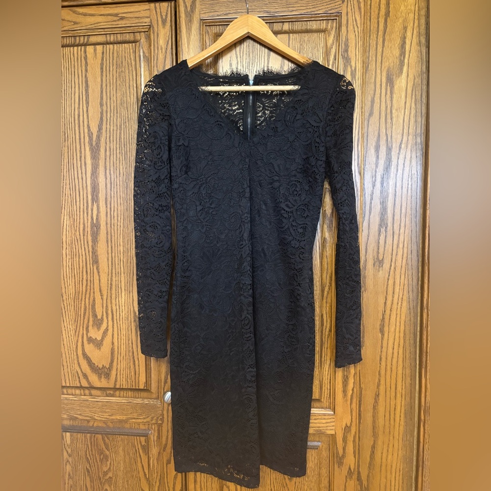 Reitmans Black Lace Long Sleeve Dress xxs
